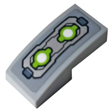 11477pb096 - Slope, Curved 2 x 1 x 2/3 with Mechanical Plates and Lime Energy Light Pattern (Sticker) - Set 76148