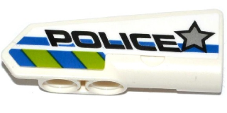 11946pb017 - Technic, Panel Fairing #21 Very Small Smooth, Side B with Silver Star, 'POLICE' and Blue and Lime Danger Stripes Pattern (Sticker) - Set 42047