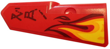 11947pb032 - Technic, Panel Fairing #22 Very Small Smooth, Side A with Flames and 'KAI' Pattern (Sticker) - Set 70667