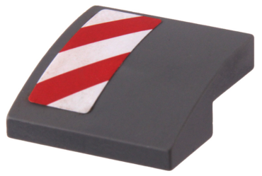 15068pb019L - Slope, Curved 2 x 2 x 2/3 with Red and White Danger Stripes Pattern Model Left Side (Sticker) - Set 60073