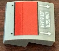 15068pb177 - Slope, Curved 2 x 2 x 2/3 with Red Rectangle and 'DANGER JET BLAST' Pattern (Sticker) - Set 76127