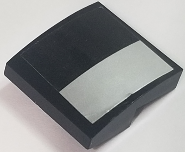 15068pb181L - Slope, Curved 2 x 2 x 2/3 with Silver and Black Rectangles Pattern Model Left Side (Sticker) - Set 70615