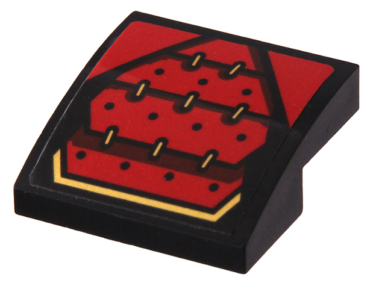 15068pb196 - Slope, Curved 2 x 2 x 2/3 with Red Armor with 8 Gold Links Pattern (Sticker) - Set 70665