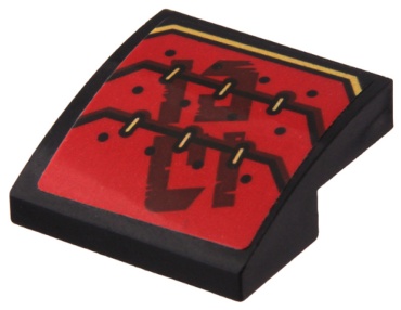 15068pb197 - Slope, Curved 2 x 2 x 2/3 with Red Armor with 6 Gold Links Pattern (Sticker) - Set 70665