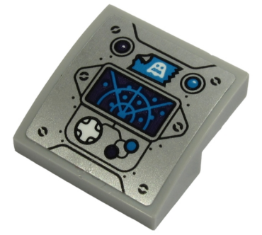 15068pb237 - Slope, Curved 2 x 2 x 2/3 with Control Panel with Radar Screen, White Ghost on Patch, White Joystick, Buttons and Lights Pattern (Sticker) - Sets 70427 / 70430 / 70431 / 70432