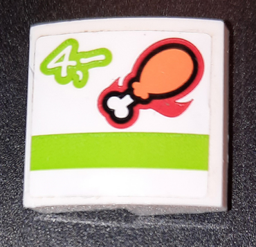 15068pb289 - Slope, Curved 2 x 2 x 2/3 with Drumstick, Lime Stripe and Number 4 Pattern (Sticker) - Set 60110