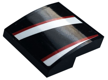 15068pb316R - Slope, Curved 2 x 2 x 2/3 with Black, Red and White Stripes Pattern Model Right Side (Sticker) - Set 76896