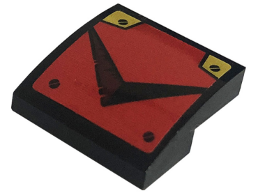 15068pb351 - Slope, Curved 2 x 2 x 2/3 with Black Screws and Chevron, Gold Plates on Red Background Pattern (Sticker) - Set 71720