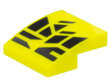 15068pb439 - Slope, Curved 2 x 2 x 2/3 with Black Geometric Shapes Design Pattern