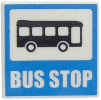 15210pb020 - Road Sign 2 x 2 Square with Open O Clip with Bus and 'BUS STOP' Pattern