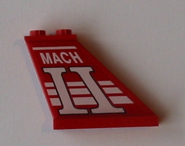 2340pb019 - Tail 4 x 1 x 3 with 4 White Stripes and 'MACH II' Pattern on Both Sides (Stickers) - Set 5591