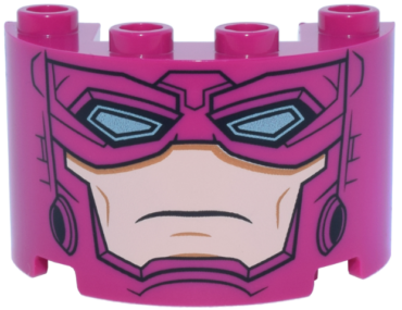24593pb23 - Cylinder Half 2 x 4 x 2 with 1 x 2 Cutout with Helmet, Eye Mask with Metallic Light Blue Eyes and Light Nougat Face Pattern (Galactus)