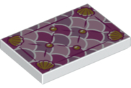 26603pb025 - Tile 2 x 3 with Gold Shells and Fasteners on Multicolored Scales Background Pattern (Seat Cushion)
