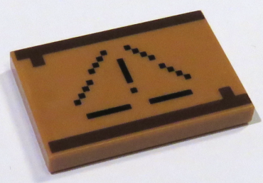 26603pb031 - Tile 2 x 3 with Dark Brown Squares and Lines Pattern (Minecraft Warning Sign)