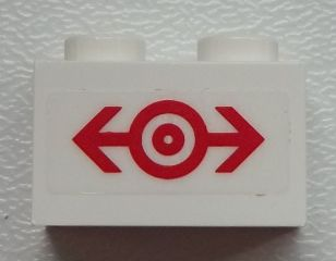 3004pb134 - Brick 1 x 2 with Train Logo Red Medium Pattern (Sticker) - Set 60051