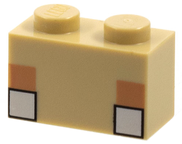 3004pb226 - Brick 1 x 2 with Pixelated Minecraft White Eyes Pattern