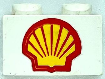 3004pb355 - Brick 1 x 2 with Large Shell Logo Pattern - Debossed Print