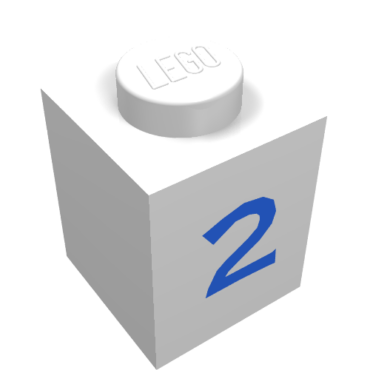 3005pt2 - Brick 1 x 1 with Blue Number 2 Pattern