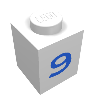 3005pt9 - Brick 1 x 1 with Blue Number 9 Pattern