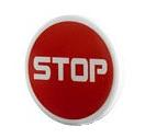 30261pb016 - Road Sign 2 x 2 Round with Clip with Wide Font 'STOP' on Red Background Pattern (Sticker) - Set 5970