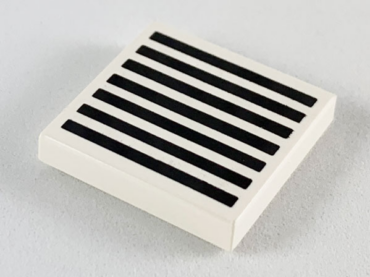 3068p07 - Tile 2 x 2 with Black Grille with 7 Lines Pattern
