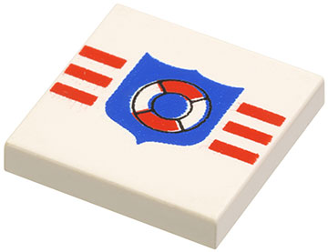 3068p66 - Tile 2 x 2 with Coast Guard Shield and Stripes Pattern