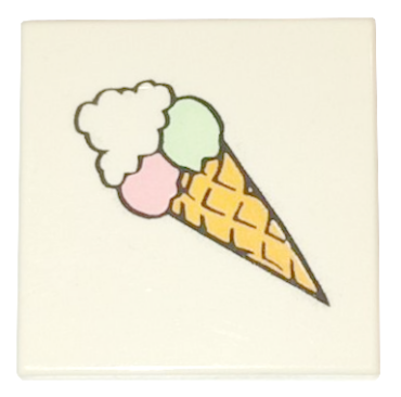 3068pb0016 - Tile 2 x 2 with Ice Cream Cone Pattern