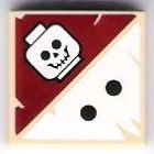 3068pb0418 - Tile 2 x 2 with 2 Black Dots and Skull Pattern