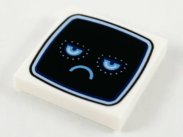 3068pb1400 - Tile 2 x 2 with Black TV Screen, Bright Light Blue Eyes and Frown Pattern
