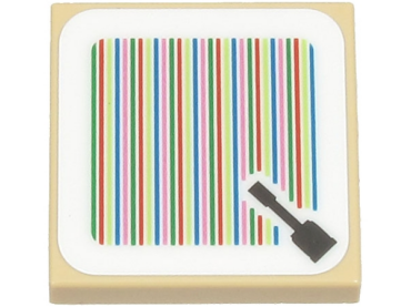 3068pb1961 - Tile 2 x 2 with Super Mario Scanner Code Kamek’s Broom / Broomstick Pattern (Sticker) - Sets 71391 / 71407 / 71440