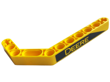 32009pb037L - Technic, Liftarm, Modified Bent Thick 1 x 11.5 Double with Black Stripe and Yellow 'DEERE' Pattern Model Left Side (Sticker) - Set 42136