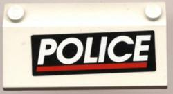 3939pb01 - Slope 33 3 x 6 with Inner Walls with White 'POLICE' Red Line on Black Background Pattern (Sticker) - Set 4012