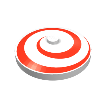 3960p03 - Dish 4 x 4 Inverted (Radar) with Solid Stud with Red Spiral Pattern