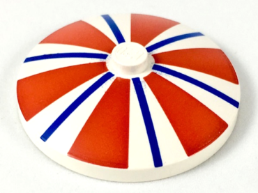 3960pb002 - Dish 4 x 4 Inverted (Radar) with Solid Stud with Thick Red and Thin Blue Stripes Pattern
