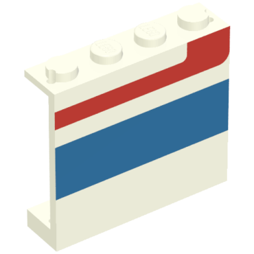 4215ap07 - Panel 1 x 4 x 3 - Solid Studs with Red/Blue Stripe Left Pattern