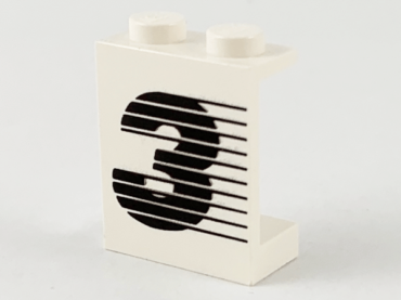 4864apx3 - Panel 1 x 2 x 2 - Solid Studs with Black Number 3 and Lines Pattern