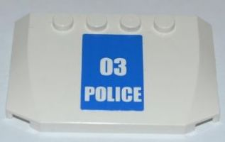52031pb031 - Wedge 4 x 6 x 2/3 Triple Curved with White '03 POLICE' on Blue Background Pattern (Sticker) - Set 7286