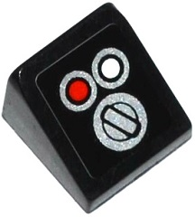 54200pb065 - Slope 30 1 x 1 x 2/3 with Red and White Buttons and Switch Pattern (Sticker) - Set 42032