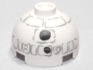 553pb015 - Brick, Round 2 x 2 Dome Top with Gray Lines and Coal Pieces Pattern (Snowman R2-D2)