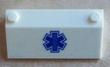 58181pb07 - Slope 33 3 x 6 without Inner Walls with Blue EMT Star of Life Pattern on Transparent Background (Sticker) - Set 60023