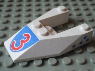 6153apb05 - Wedge 6 x 4 Cutout without Stud Notches with Red Number 3 Print & Blue Stars Pattern on Both Sides (Stickers) - Set 6517