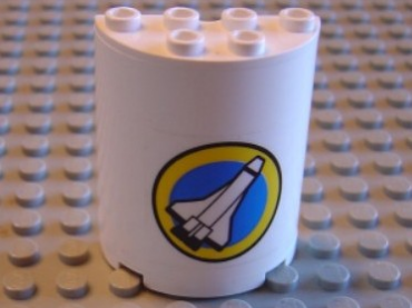 6259pb004 - Cylinder Half 2 x 4 x 4 with Shuttle Pattern (Sticker) - Set 6454