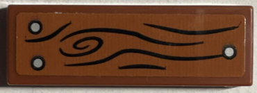 63864pb197 - Tile 1 x 3 with Wood Grain and 3 Silver Nails Pattern (Sticker) - Set 76407