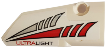 64391pb060 - Technic, Panel Fairing # 4 Small Smooth Long, Side B with Red and Silver Tapered Stripes and 'ULTRALIGHT' Pattern (Sticker) - Set 42057