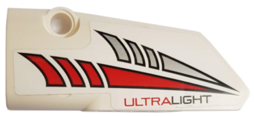 64683pb060 - Technic, Panel Fairing # 3 Small Smooth Long, Side A with Red and Silver Tapered Stripes and 'ULTRALIGHT' Pattern (Sticker) - Set 42057