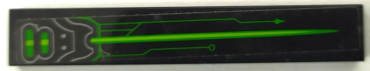 6636pb299L - Tile 1 x 6 with Hull Plates, Green and Lime Arrow and Circuitry Pattern Model Left Side (Sticker) - Set 72003