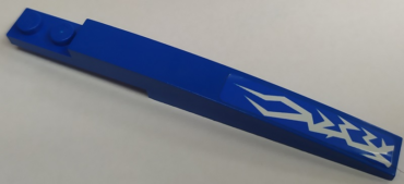 85970pb028L - Slope, Curved 10 x 1 with White Lightning on Blue Background Pattern Model Left Side (Sticker) - Set 70731