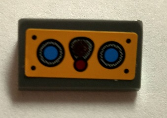 85984pb105 - Slope 30 1 x 2 x 2/3 with Joystick and Blue Buttons on Bright Light Orange Background Pattern (Sticker) - Set 70005