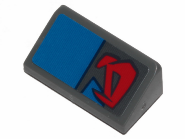 85984pb209L - Slope 30 1 x 2 x 2/3 with Red Markings and Blue Rectangle Pattern Model Left Side (Sticker) - Set 75258