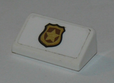 85984pb235 - Slope 30 1 x 2 x 2/3 with Police Badge Pattern (Sticker) - Set 60142